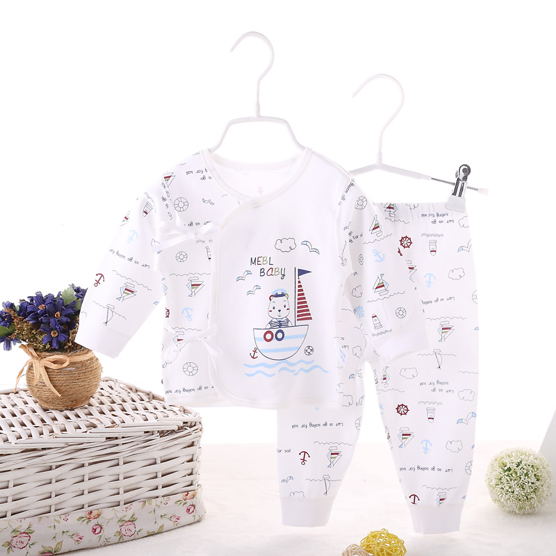新生儿内衣纯棉0-3个月初生婴儿衣服宝宝和尚服绑带春秋内衣套装产品展示图2