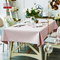 Fabric tablecloth Plaid simple modern hipster Nordic coffee table table tablecloth pink TV cabinet round custom