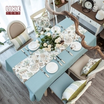 Cloth tablecloth table flag European American pastoral cotton linen rectangular tea table mat table cloth big round table TV cabinet