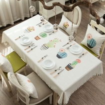 ins style tea table mat table mat Net red tablecloth mat Net red tablecloth fabric cotton linen hipster rectangular pastoral Nordic style