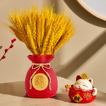 Golden wheat ear living room ornaments barley vase dried flower bouquet light luxury high-end decoration housewarming gifts
