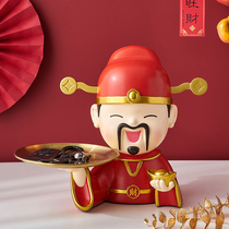 God of Wealth in the entrance key storage tray ornaments home living room desktop decoration New year housewarming new home gifts