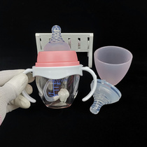 Baby wide mouth diameter mini small glass bottle high temperature resistant baby drink water drink juice send handle straw pacifier