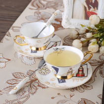 Household simple coffee cup set modern light luxury bone porcelain cup couple Cup English afternoon tea set ceramic flower tea cup