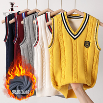 Autumn and Winter Childrens sweaters winter knitwear vests college style vests outer wear with velvet girls 6890