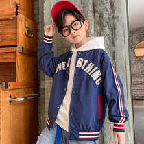 Boy baseball uniform handsome foreign boy round neck jacket Spring and Autumn new big childrens short coat BKQ003
