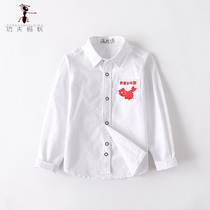 Campus Style Boy Long Sleeve Shirt Spring Autumn Elementary School Kids Performance Choral School Uniforms Children Pure Cotton White Shirt 6000