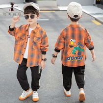 Boys shirt 2021 Spring and Autumn new foreign style plaid shirt Korean version of large children long sleeve coat tide FF-C33