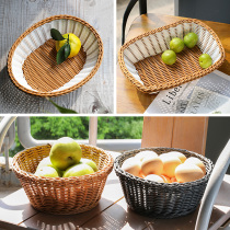 KENS Nordic fruit plate home rattan straw creative coffee table snack storage plate woven fruit plate living room