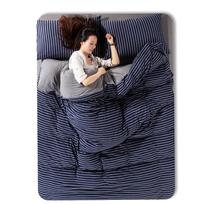 Japanese non-printed towel cloth four-piece set Comprehensive simple good product Striped plain color winter set Export single double bed