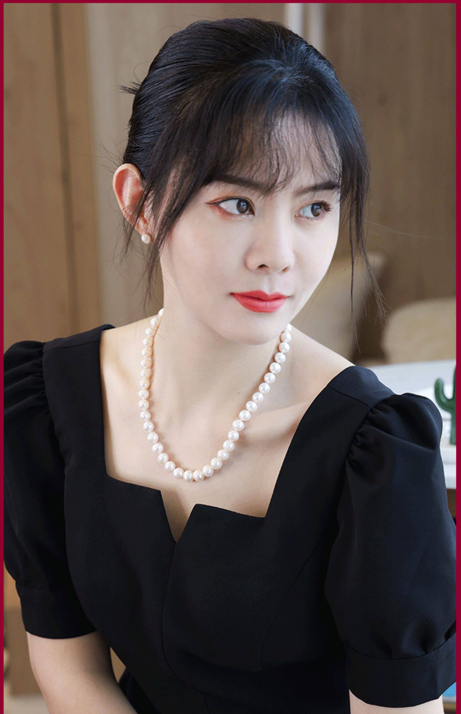 正品天然淡水无核真珍珠项链颈链妈妈款送长辈女近正圆诸暨秋2025