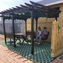 Outdoor grape rack Pavilion wooden house anticorrosive wood pavilion garden iron awning Leisure swing table and chair canopy