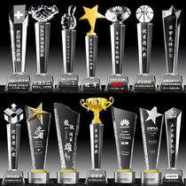 Crystal trophy customization Excellent employee leadership award ceremony Honor authorization medal customization Love public welfare memorial
