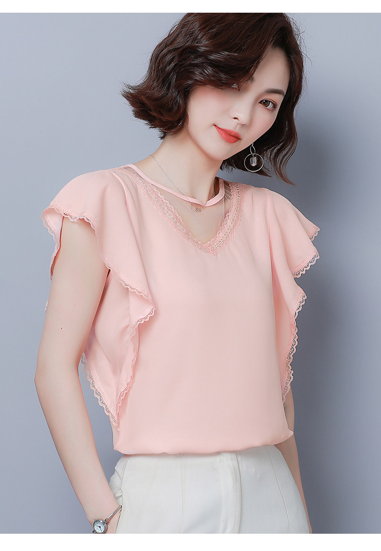 实拍夏装2020新款时尚飞飞袖女遮肚子雪纺衫洋气无袖宽松上衣