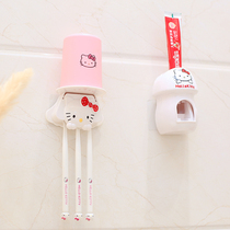 Childrens mouthwash cup set toothbrush holder squeeze toothpaste wall-mounted toilet toothbrush holder cute non-perforated
