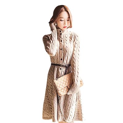 新品长款开衫宽松加厚针织毛衣女连衣裙韩版女