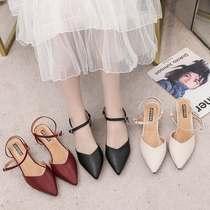 This one must be in the white red light mouth tip semi-tug sandal sandal round with Baotou low-help single shoe woman