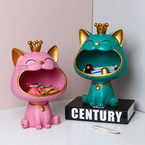 Creative lucky cat entrance key storage ornaments Nordic luxury living room coffee table home decorations housewarming gifts