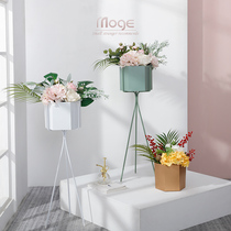 Nordic metal flowerpot metal triangle flower stand furnishings living room indoor model room floor Flower Vase ornaments