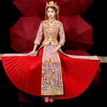 Out of the rental 2021 autumn and winter new wedding dress cheongsam toast wedding dress dragon and phoenix gown female Chinese Classical