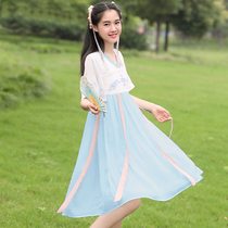 China Wind Nine Night Hanfu Women Cherry Blossom Improved Tandem Dress 12 Ultra Fairy Ancient Wind 15 Year Old Girl Junior High School Student Ancient Dress