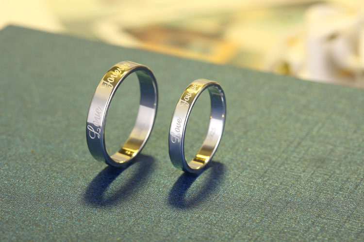 s925纯银英文情侣戒指男女开口学生日韩潮人单身食指小指环 刻字