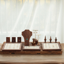 Walnut Lust Caution fingerboard set is a simple ring display table Earrings ring display stand jewelry shooting props