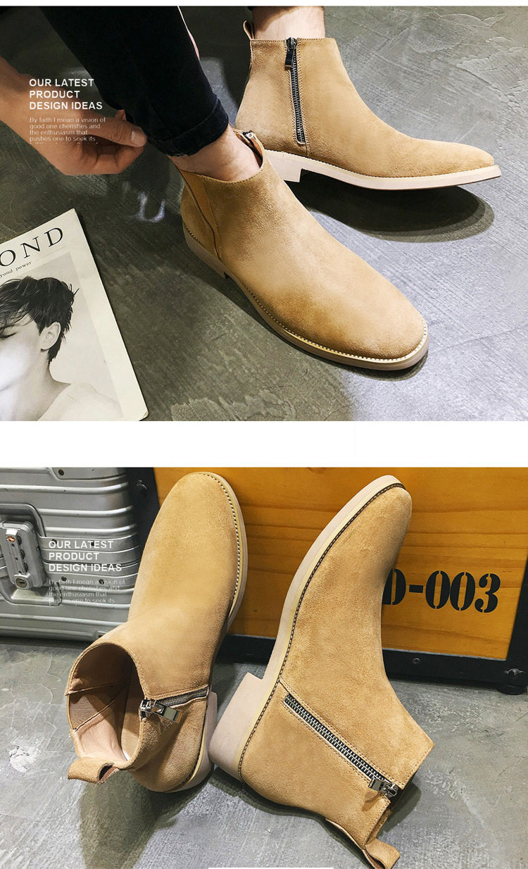 товар из китая large size men's genuine leather british style chelsea boots