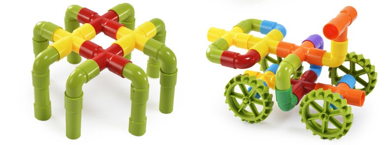 芙蓉天使幼儿塑料拼插管道积木早教益智儿童玩具水管拼装积木2岁