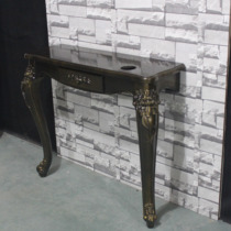 Barber mirror table European retro old two-legged table Wall table Wall-mounted cabinet Hair salon mirror table Hair cutting mirror table