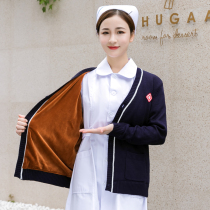 Nurse Sweater Lady Gvet Thickened Jacket External Wear Body Winter Warm Sweatshirt Hide Blue Hospital Needle-weaters