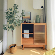 All solid wood cherry wood sideboard drawer cabinet Nordic Japanese glass magazine cabinet TV side cabinet storage locker
