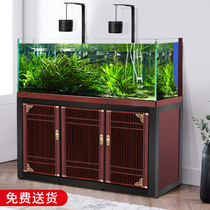 new water grass fish tank ecological aquarium living room home custom ultra-white glass bottom filter stream tank