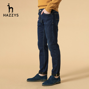 Hazzys哈吉斯牛仔裤男2021秋冬新款宽松直筒裤男韩版休闲男士长裤