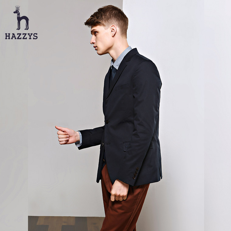 Hazzys哈吉斯2015秋季修身纯色西装