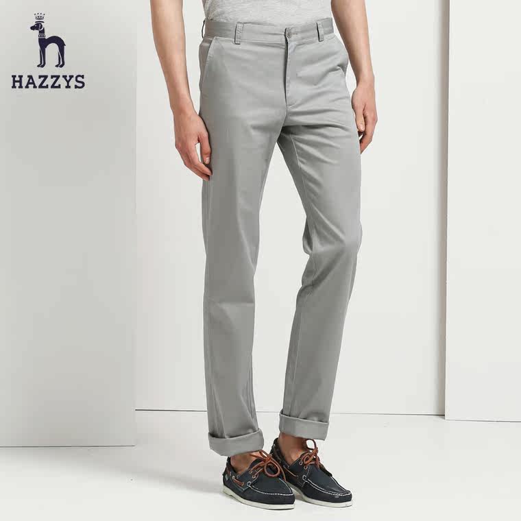 Hazzys哈吉斯2015夏季韩版男士休闲裤时尚百搭纯色新款修身男裤
