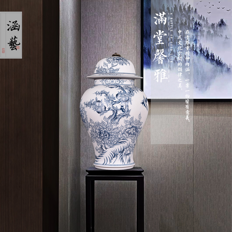 Hand - made porcelain of jingdezhen ceramics unglazed pot vase peony cultivars (general furnishing articles of the new Chinese style sitting room adornment