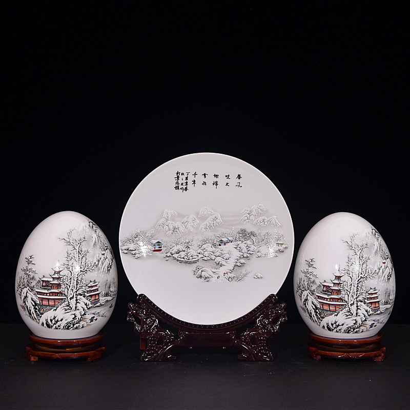 Jingdezhen ceramics liang snow three - piece vase modern Chinese style is contracted home sitting room handicraft furnishing articles