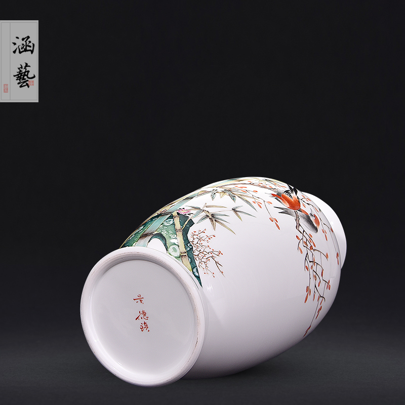 Jingdezhen ceramic knife clay hand - made vases, flower arranging Chinese style household living room TV cabinet decoration handicraft furnishing articles