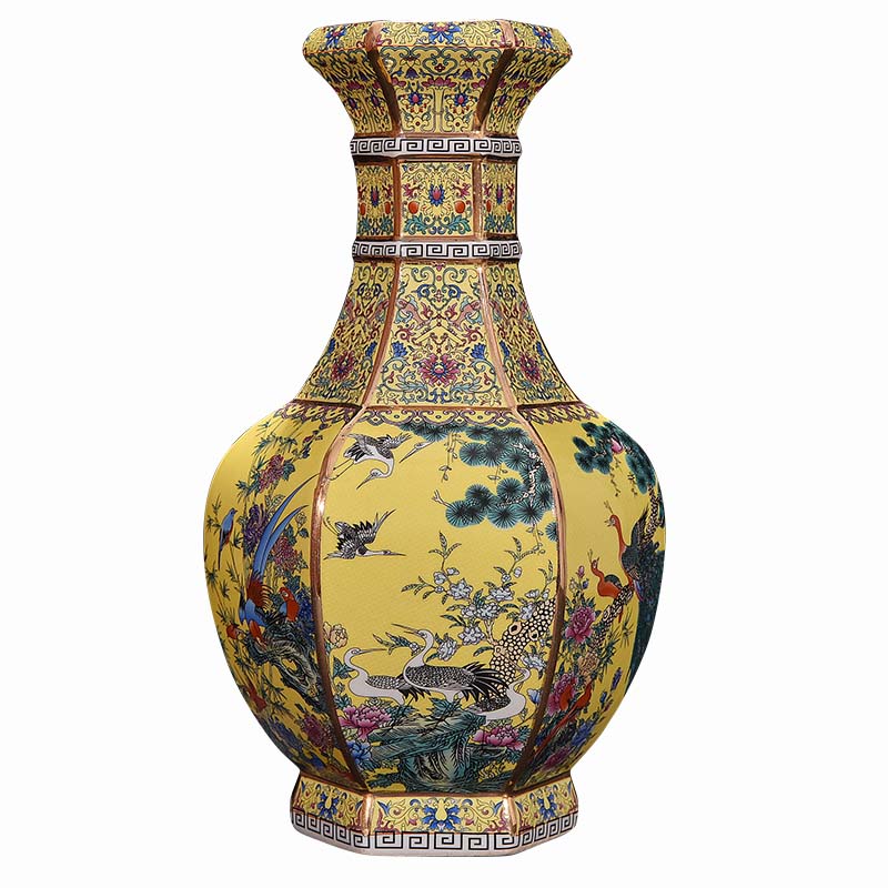 Qianlong vase of jingdezhen ceramics enamel antique vase of Chinese classical sitting room adornment handicraft furnishing articles