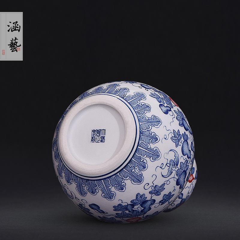 Jingdezhen ceramic blue and white porcelain bottle gourd figure gourd vases, new Chinese style flower arrangement sitting room adornment handicraft furnishing articles