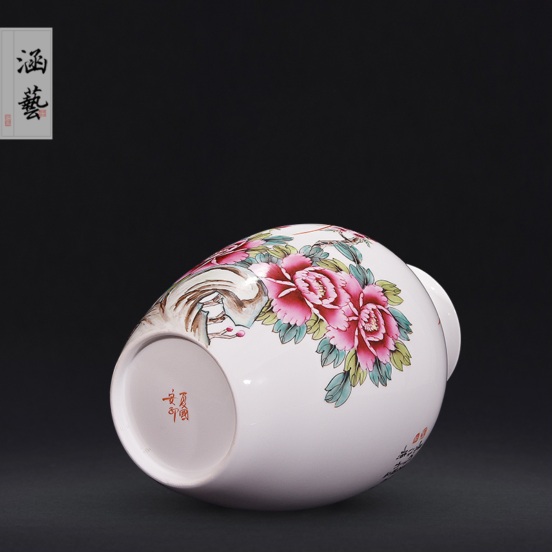 Jingdezhen ceramics hand - made pervious to light spring scenery garden furnishing articles vases, new Chinese style flower arrangement sitting room adornment handicraft