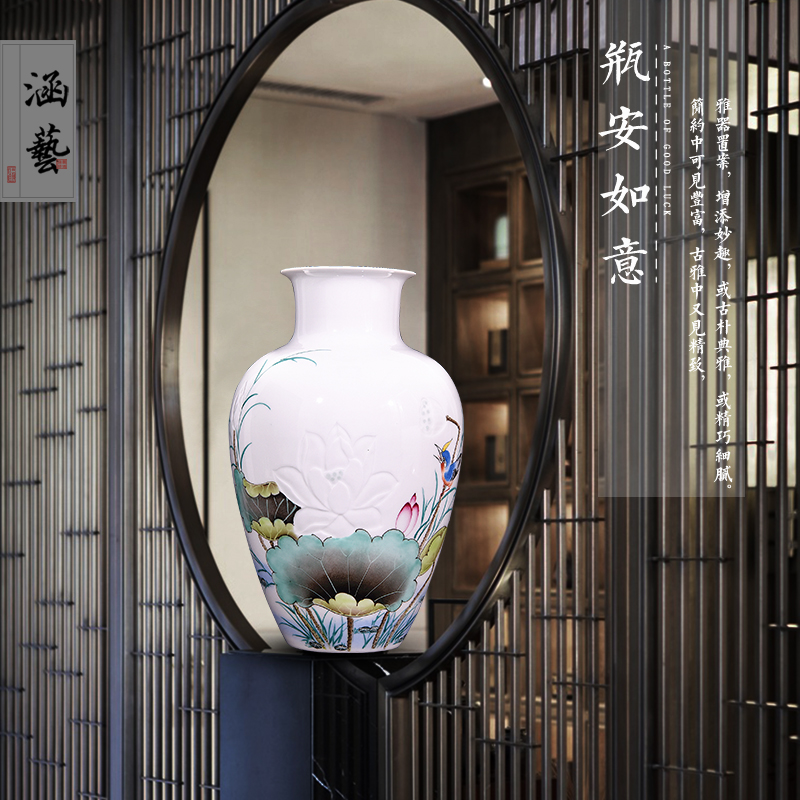 Jingdezhen ceramic knife clay hand - made vases, flower arranging Chinese style household living room TV cabinet decoration handicraft furnishing articles