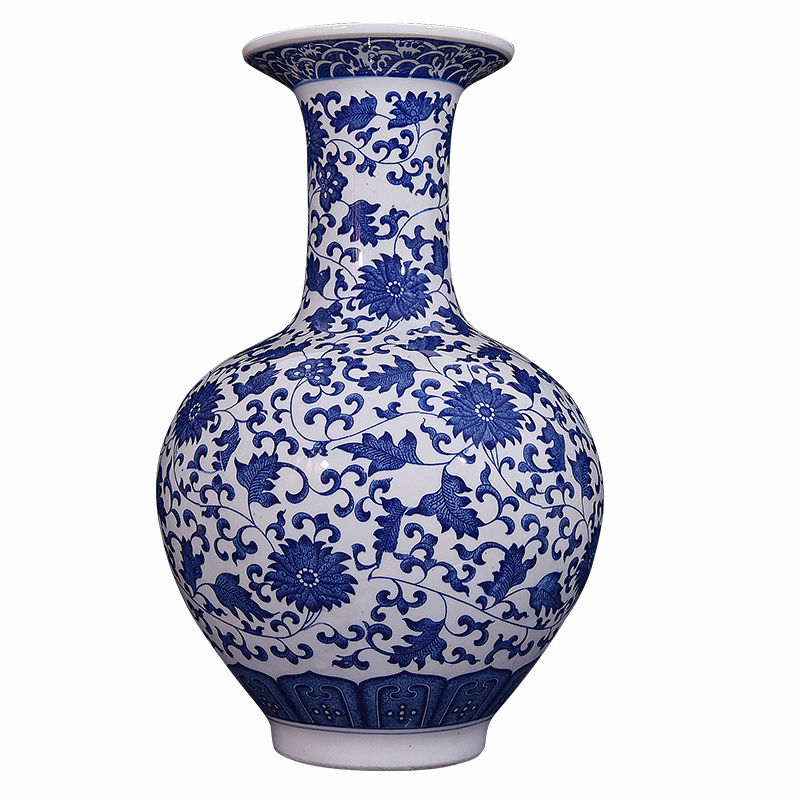 Jingdezhen blue and white ceramics bound lotus flower pattern design of new Chinese style porch sitting room adornment handicraft furnishing articles arranging flowers