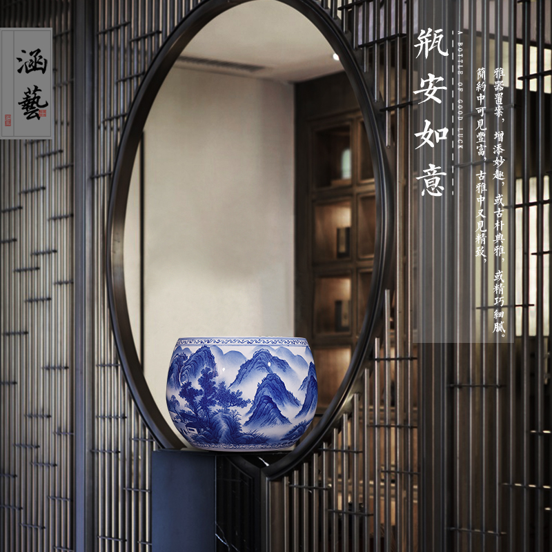 Jingdezhen ceramics hand - made porcelain family aquarium fish sitting room adornment handicraft furnishing articles of the new Chinese style in the mountains