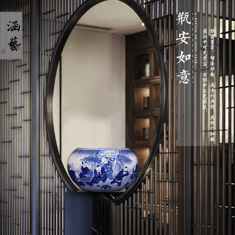 Hand - made porcelain of jingdezhen ceramics play boy aquarium fish sitting room adornment handicraft furnishing articles of the new Chinese style