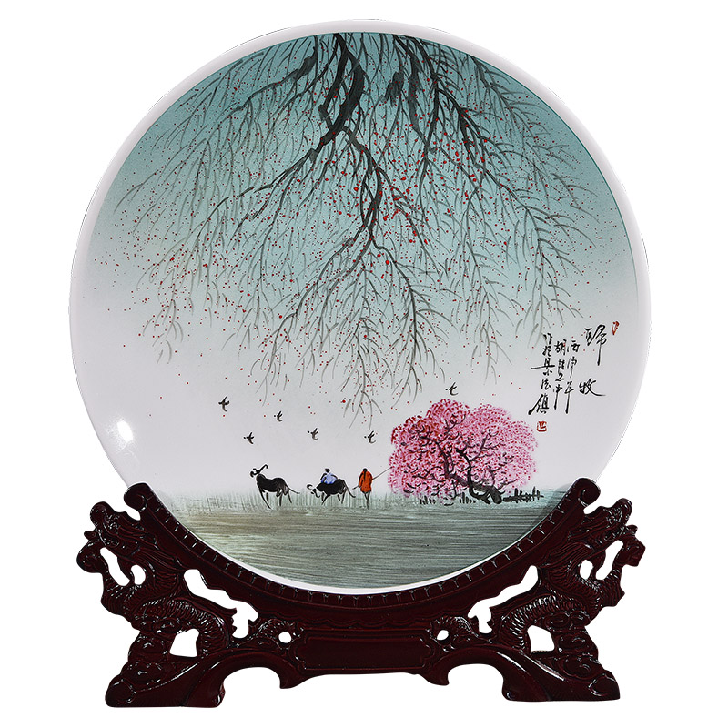 Jingdezhen ceramics hand - made decorative plate of the new Chinese style decorates porch sitting room adornment handicraft TV ark, furnishing articles