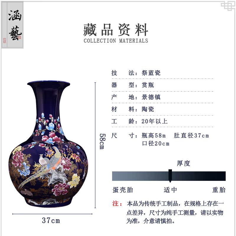 Jingdezhen ceramics vase landing large new Chinese style household gift flower arrangement sitting room adornment TV ark, furnishing articles