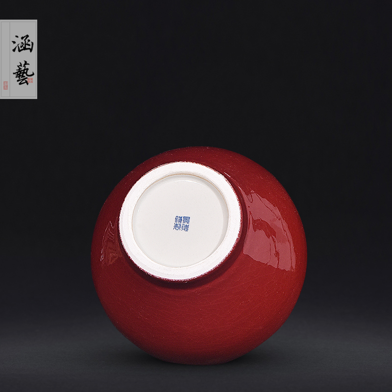 Jingdezhen ceramics up borneol ruby red vase of new Chinese style porch flower arrangement sitting room adornment furnishing articles of handicraft