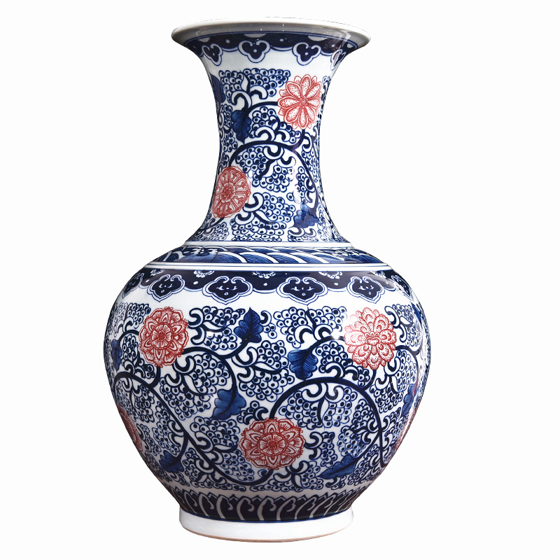 Jingdezhen ceramics hand - made antique blue - and - white youligong bottle vase collection home sitting room handicraft furnishing articles